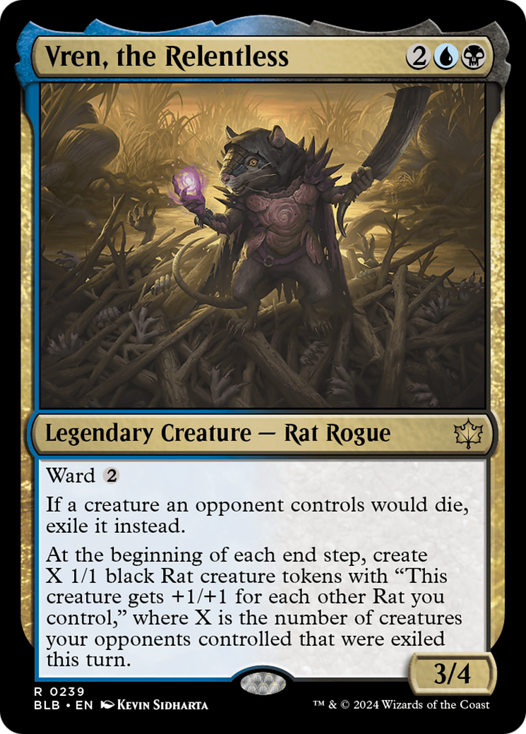 Vren, the Relentless - Rare Legendary Creature — Rat Rogue card from Bloomburrow