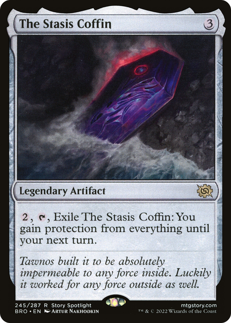 The Stasis Coffin - Rare Legendary Artifact card from The Brothers' War