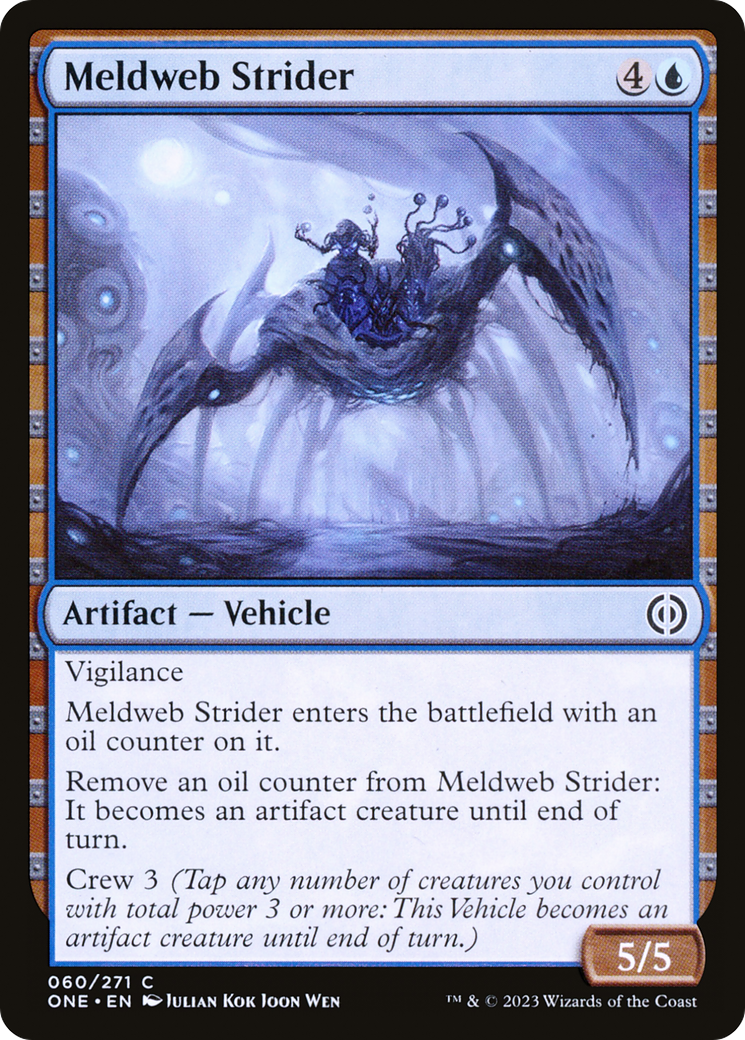 Meldweb Strider - Common Artifact — Vehicle card from Phyrexia: All Will Be One