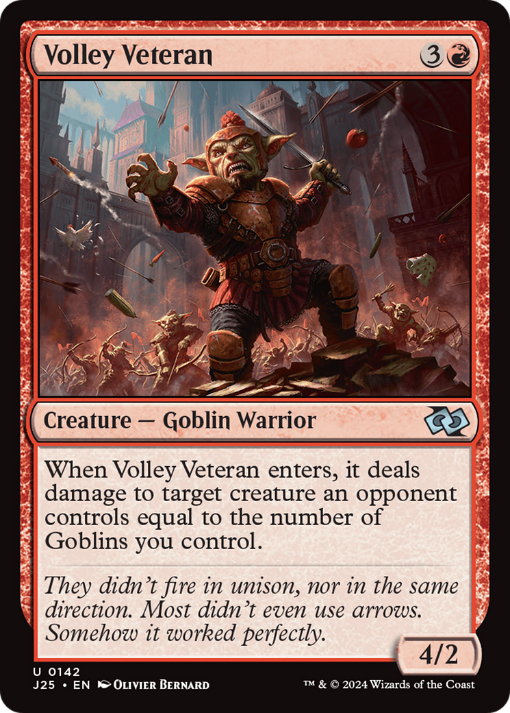 Volley Veteran - Uncommon Creature — Goblin Warrior card from Foundations Jumpstart