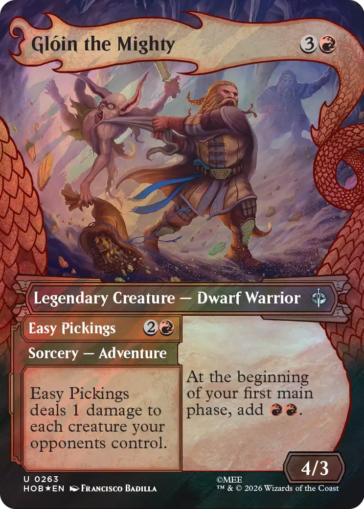 Glóin the Mighty // Easy Pickings - Uncommon Sorcery — Adventure card from The Hobbit