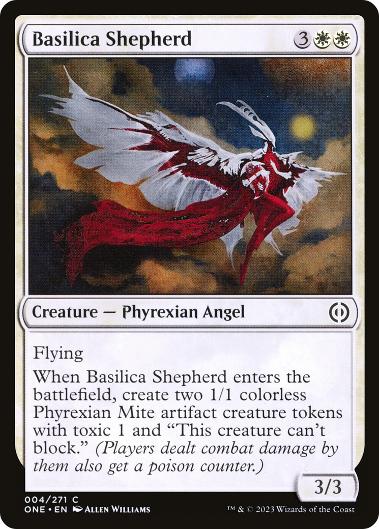 Basilica Shepherd - Common Creature — Phyrexian Angel card from Phyrexia: All Will Be One