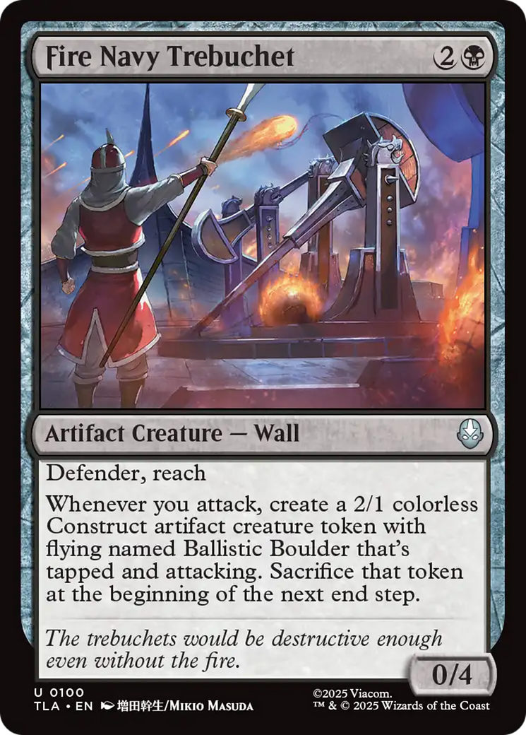 Fire Navy Trebuchet - Uncommon Artifact Creature — Wall card from Avatar: The Last Airbender