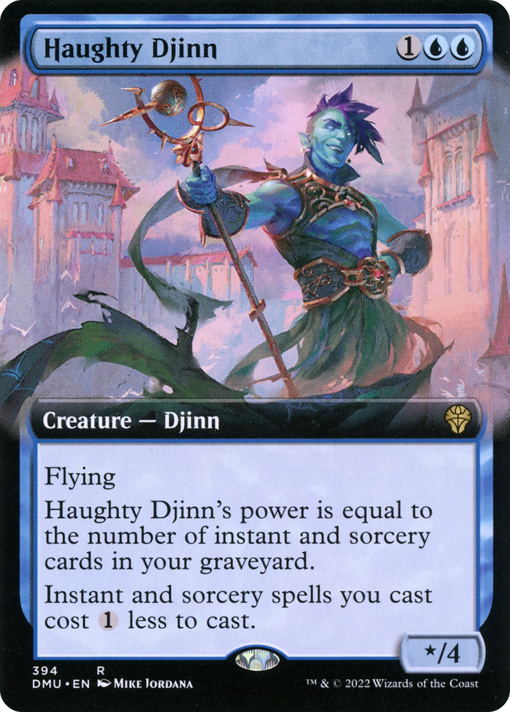 Haughty Djinn - Rare Creature — Djinn card from Dominaria United