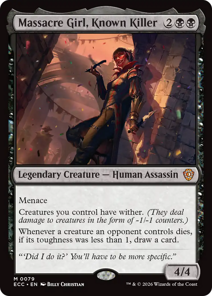 Massacre Girl, Known Killer - Mythic Legendary Creature — Human Assassin card from Lorwyn Eclipsed Commander