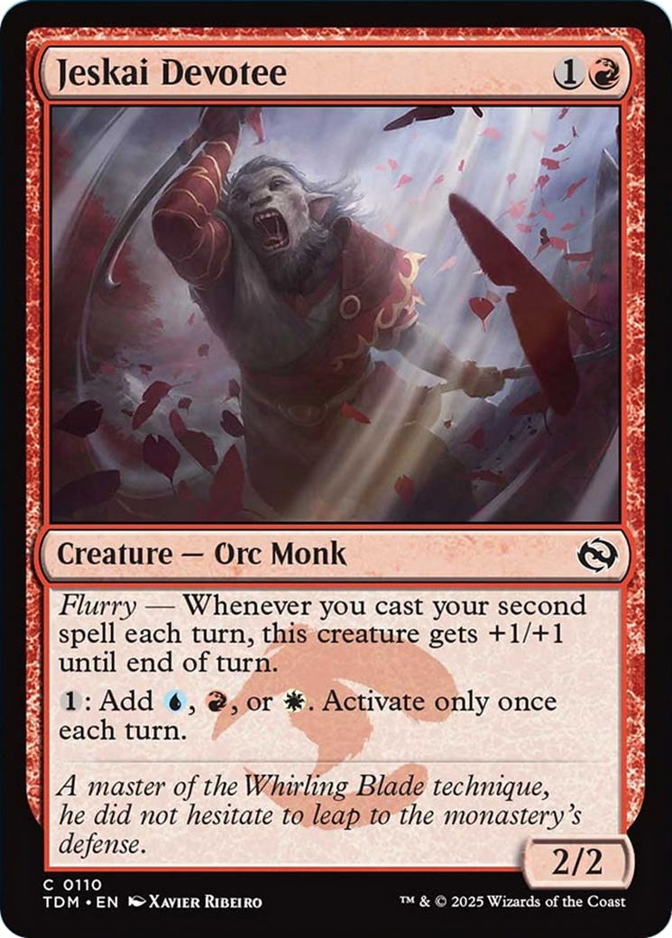 Jeskai Devotee - Common Creature — Orc Monk card from Tarkir: Dragonstorm