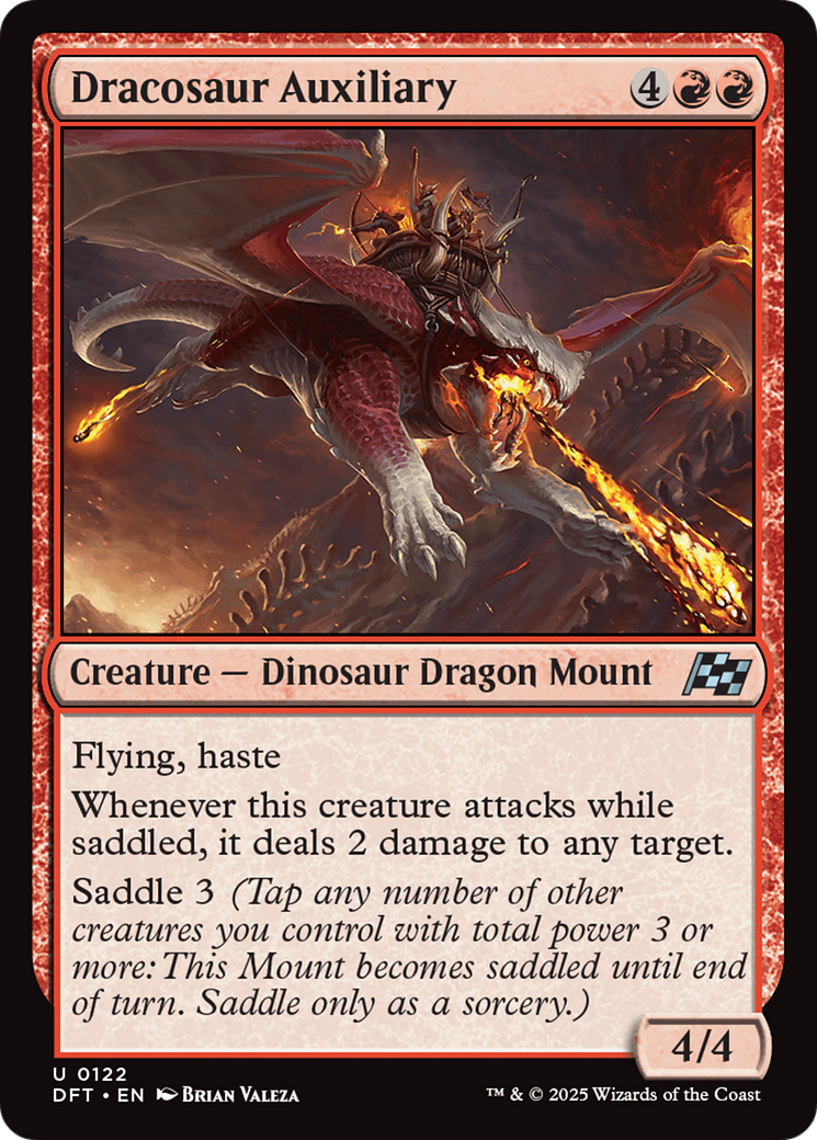 Dracosaur Auxiliary - Uncommon Creature — Dinosaur Dragon Mount card from Aetherdrift