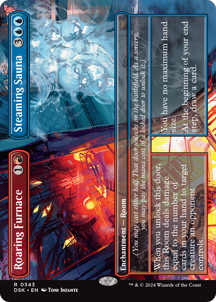 Roaring Furnace // Steaming Sauna - Rare Enchantment — Room card from Duskmourn: House of Horror