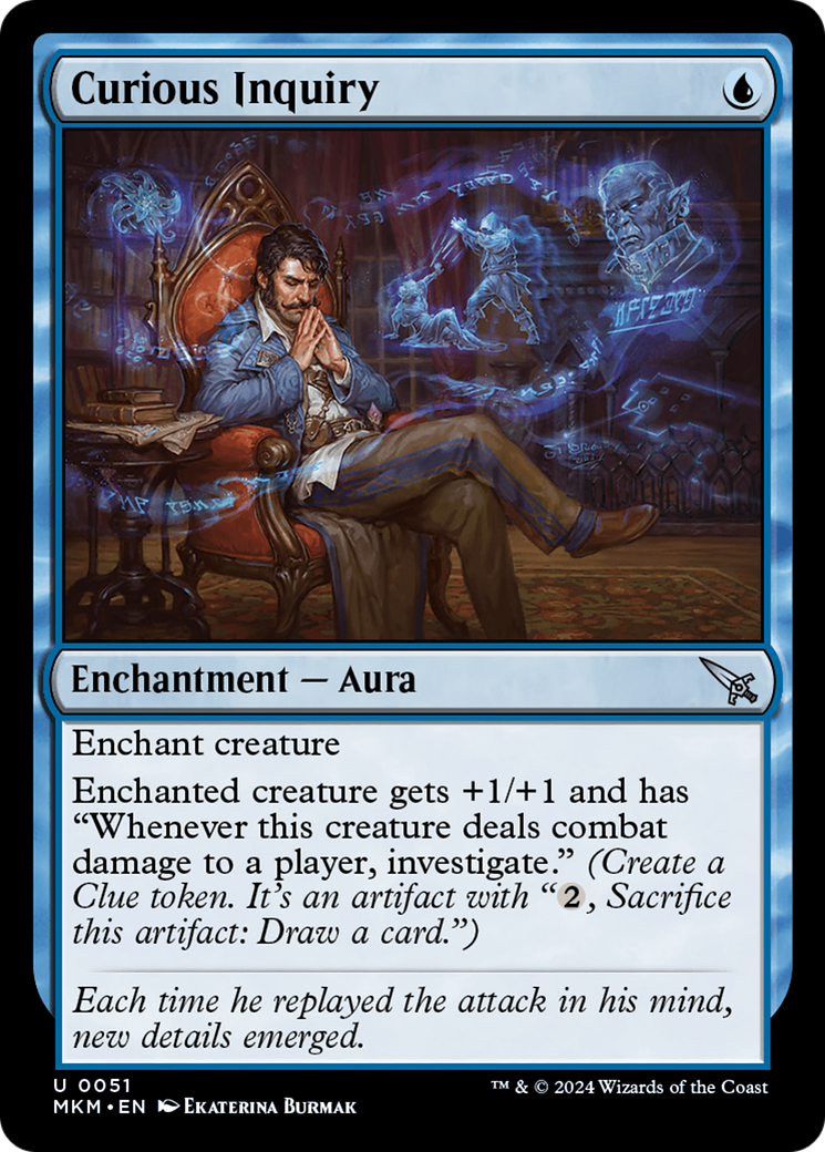 Curious Inquiry - Uncommon Enchantment — Aura card from Murders at Karlov Manor