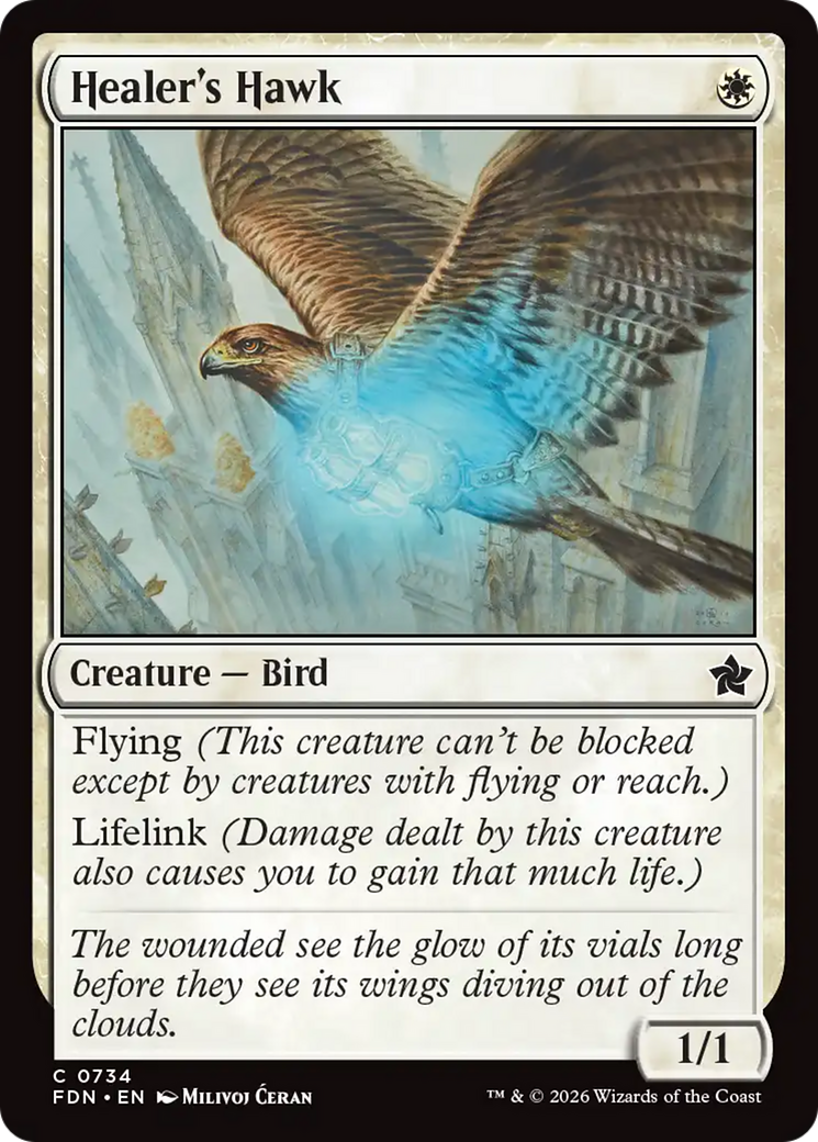 Healer's Hawk - Common Creature — Bird card from Foundations