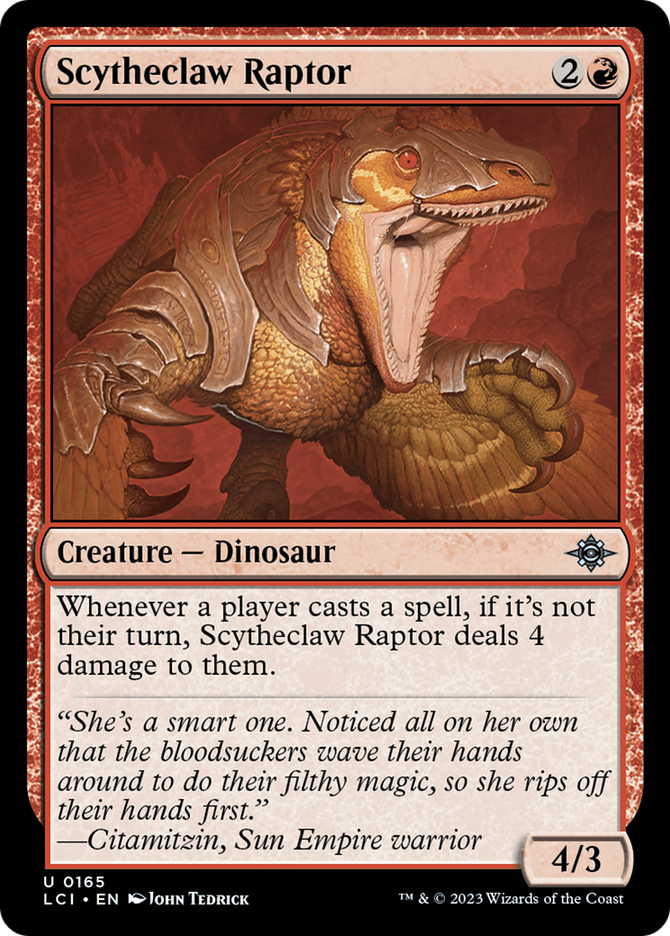 Scytheclaw Raptor - Uncommon Creature — Dinosaur card from The Lost Caverns of Ixalan