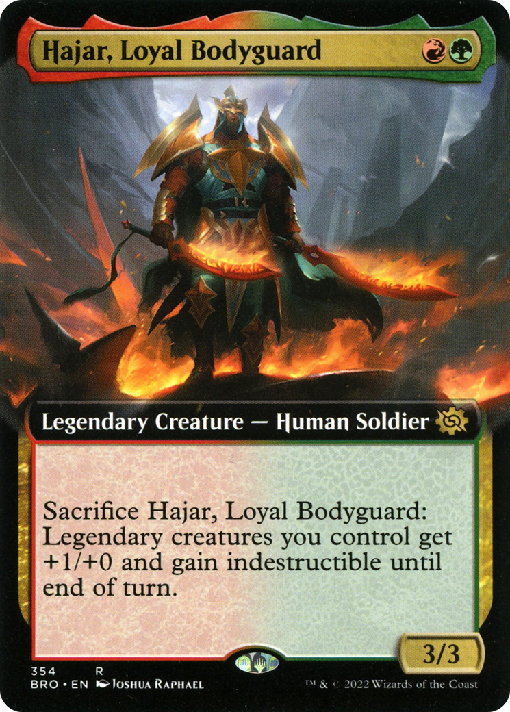 Hajar, Loyal Bodyguard - Rare Legendary Creature — Human Soldier card from The Brothers' War