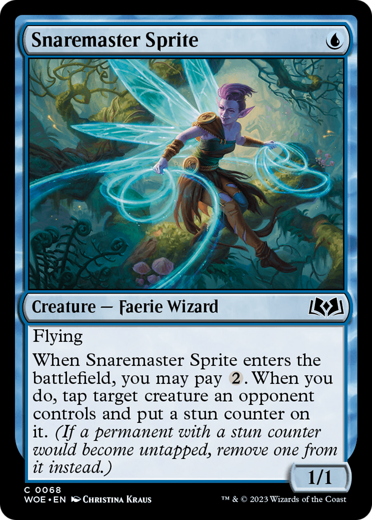 Snaremaster Sprite - Common Creature — Faerie Wizard card from Wilds of Eldraine
