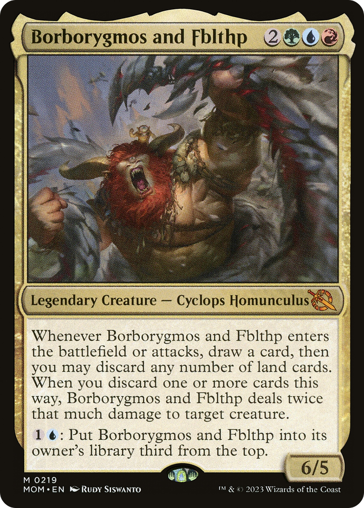 Borborygmos and Fblthp - Mythic Legendary Creature — Cyclops Homunculus card from March of the Machine