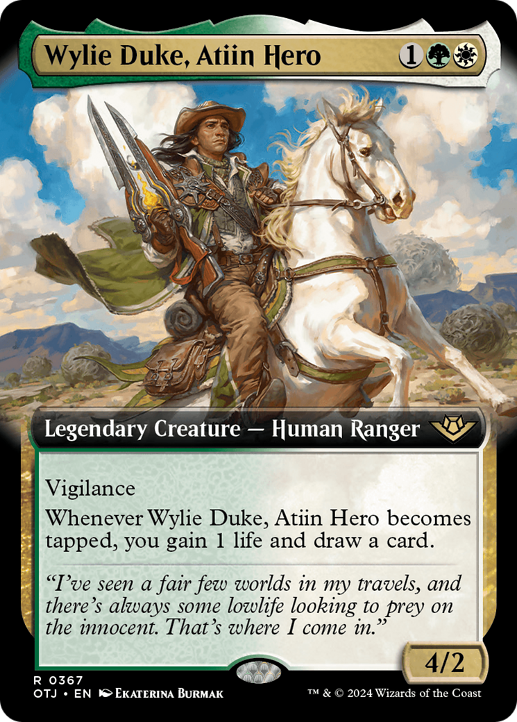 Wylie Duke, Atiin Hero - Rare Legendary Creature — Human Ranger card from Outlaws of Thunder Junction
