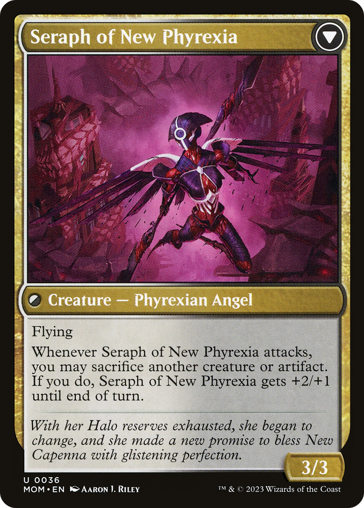 Back face of Seraph of New Capenna // Seraph of New Phyrexia - Creature — Angel Soldier card