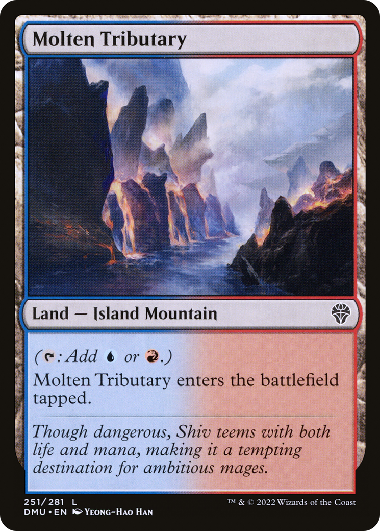 Molten Tributary - Common Land — Island Mountain card from Dominaria United