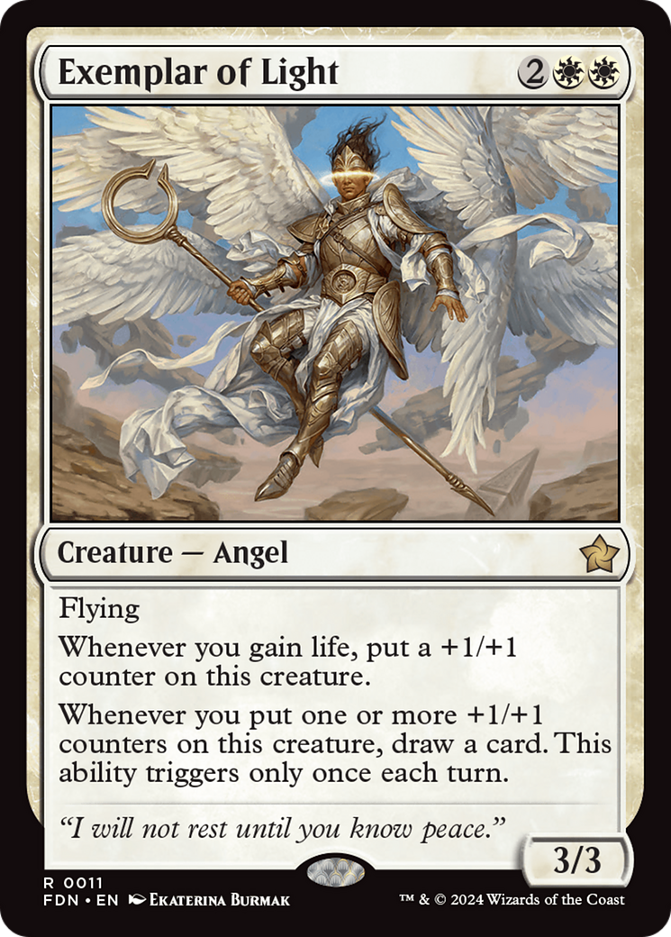 Exemplar of Light - Rare Creature — Angel card from Foundations