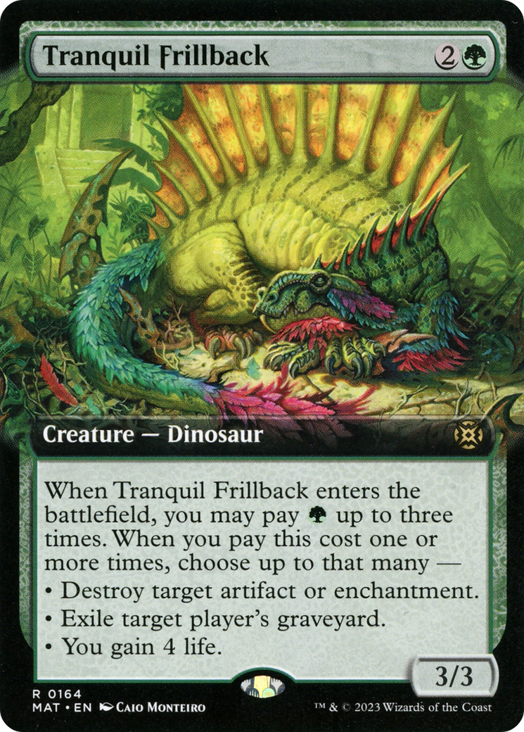Tranquil Frillback - Rare Creature — Dinosaur card from March of the Machine: The Aftermath