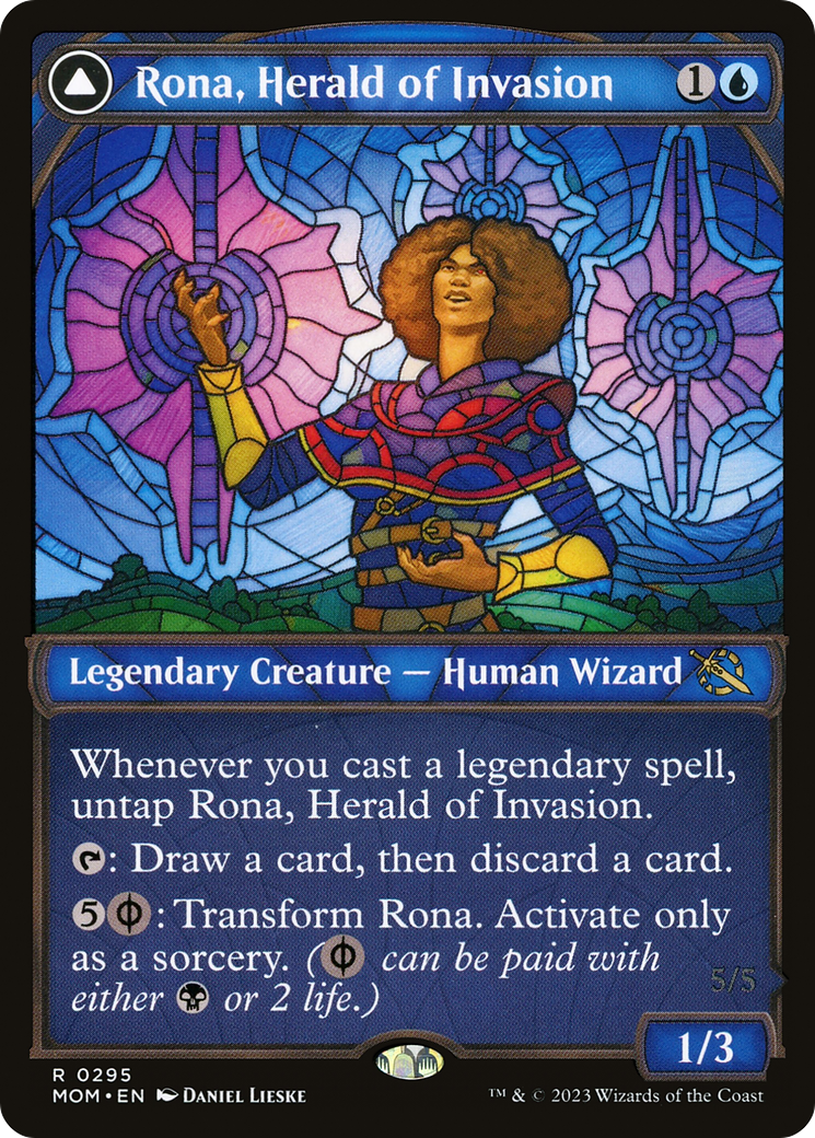 Rona, Herald of Invasion // Rona, Tolarian Obliterator - Rare Legendary Creature — Human Wizard card from March of the Machine