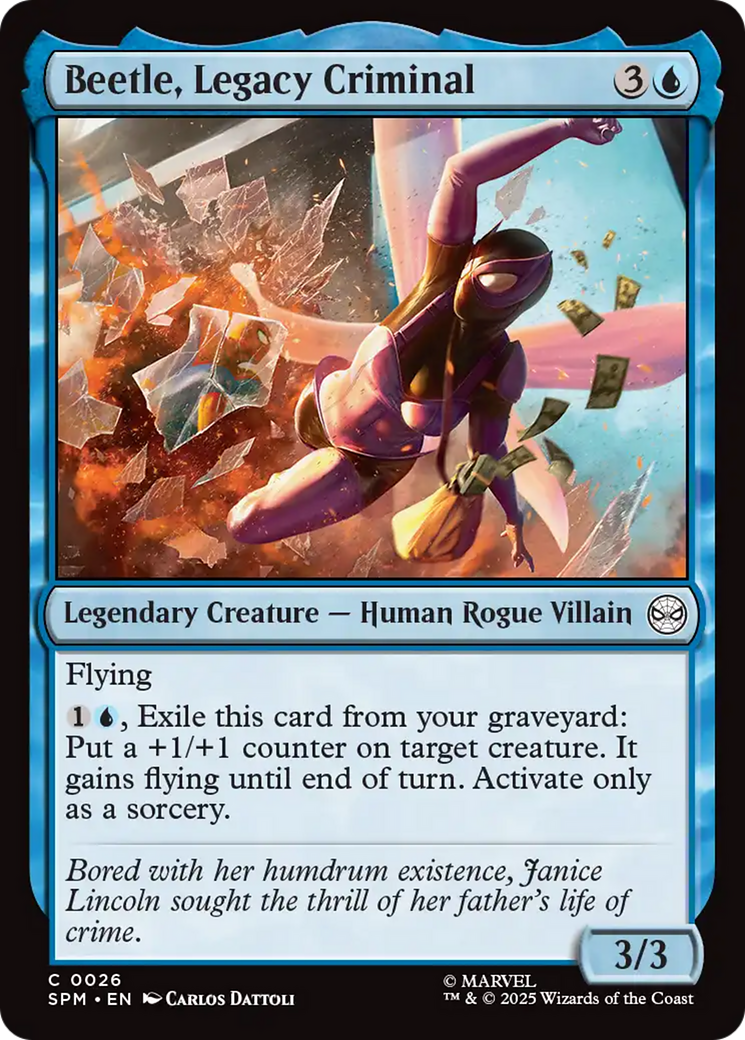 Beetle, Legacy Criminal - Common Legendary Creature — Human Rogue Villain card from Marvel's Spider-Man