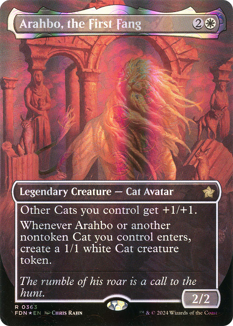 Arahbo, the First Fang - Rare Legendary Creature — Cat Avatar card from Foundations