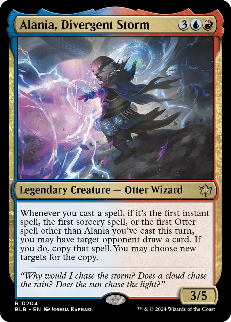 Alania, Divergent Storm - Rare Legendary Creature — Otter Wizard card from Bloomburrow