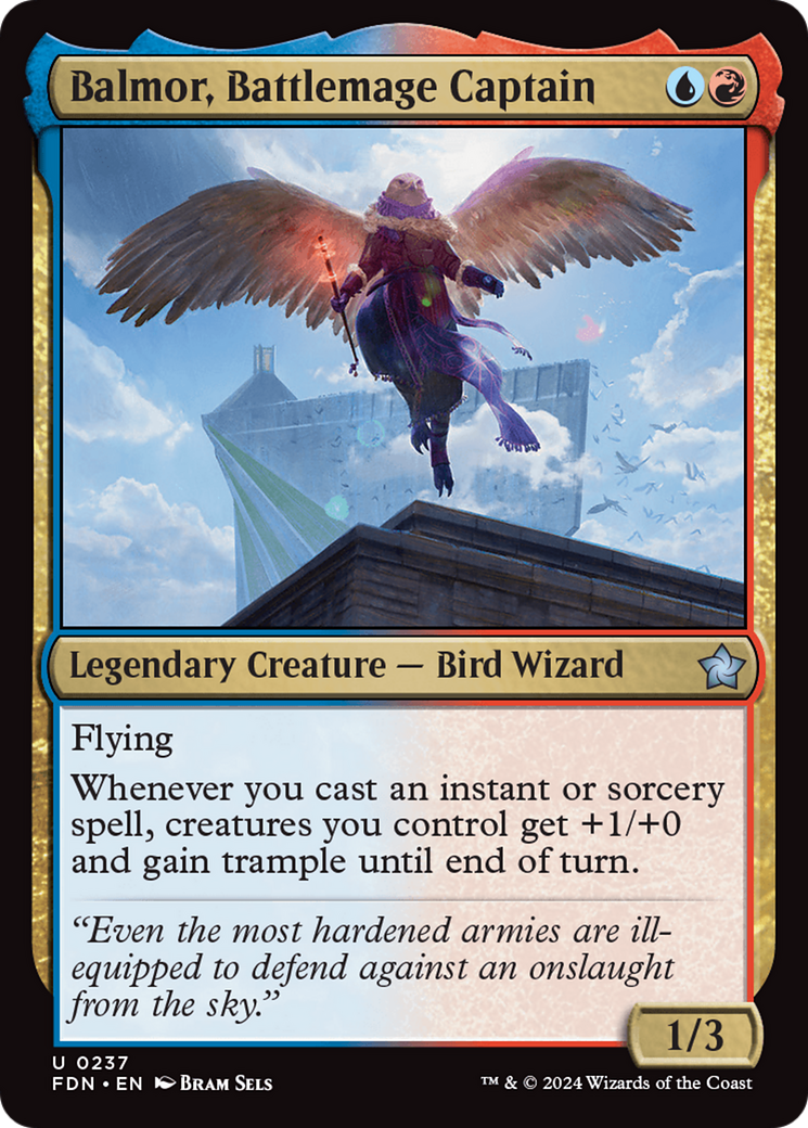 Balmor, Battlemage Captain - Uncommon Legendary Creature — Bird Wizard card from Foundations