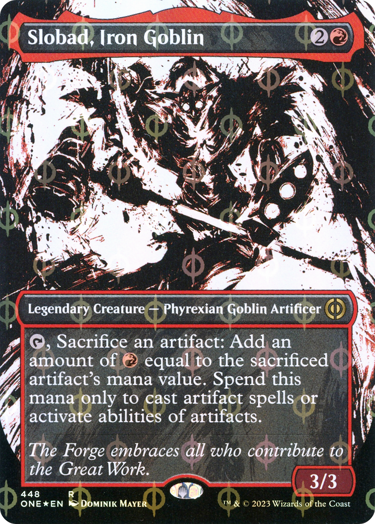 Slobad, Iron Goblin - Rare Legendary Creature — Phyrexian Goblin Artificer card from Phyrexia: All Will Be One