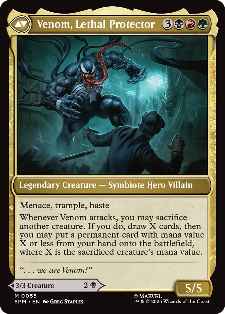 Back face of Eddie Brock // Venom, Lethal Protector - Legendary Creature — Symbiote Hero Villain card