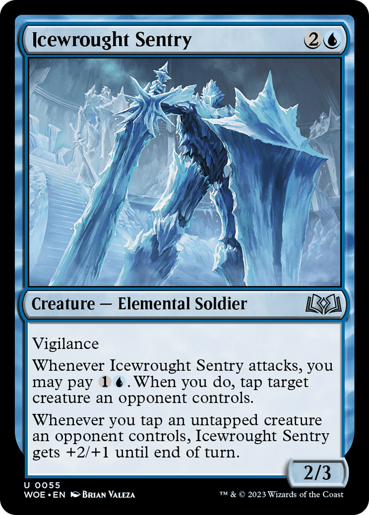 Icewrought Sentry - Uncommon Creature — Elemental Soldier card from Wilds of Eldraine