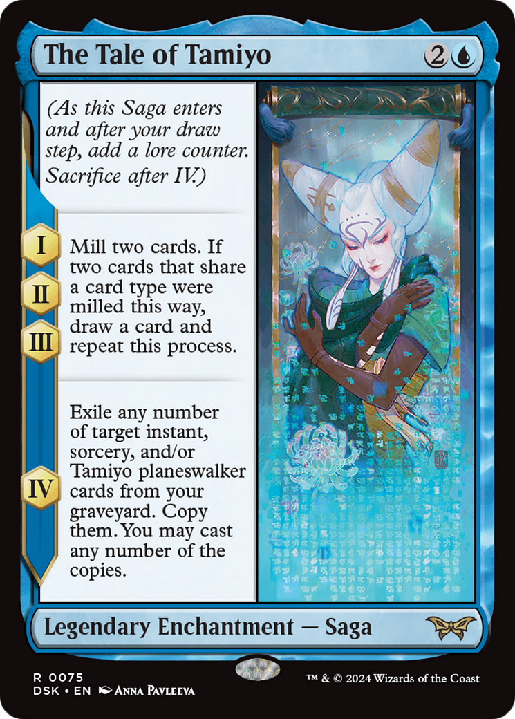 The Tale of Tamiyo - Rare Legendary Enchantment — Saga card from Duskmourn: House of Horror