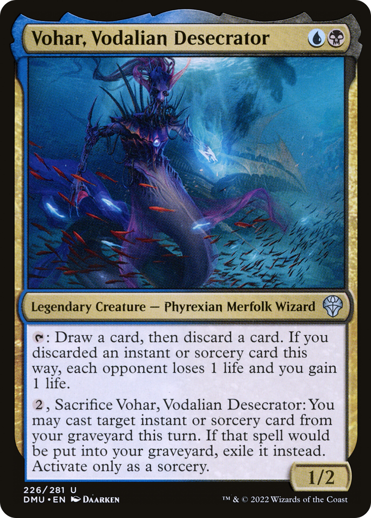 Vohar, Vodalian Desecrator - Uncommon Legendary Creature — Phyrexian Merfolk Wizard card from Dominaria United