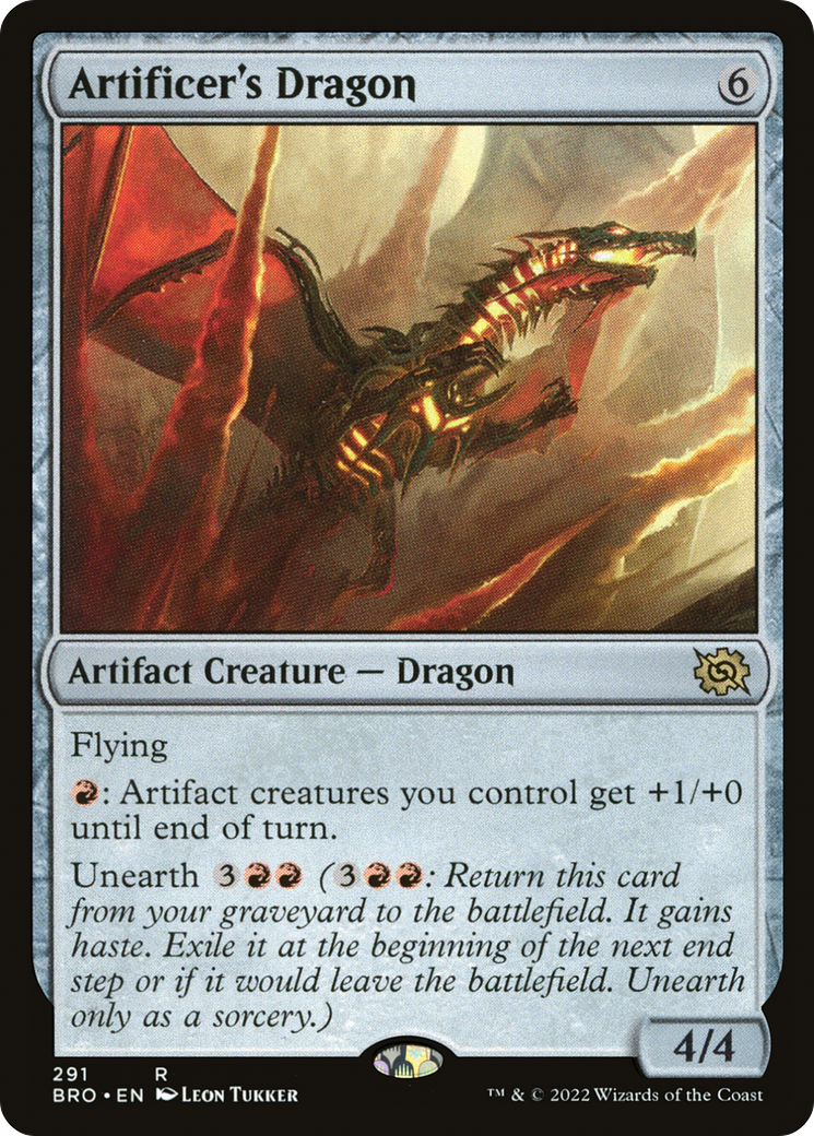 Artificer's Dragon - Rare Artifact Creature — Dragon card from The Brothers' War