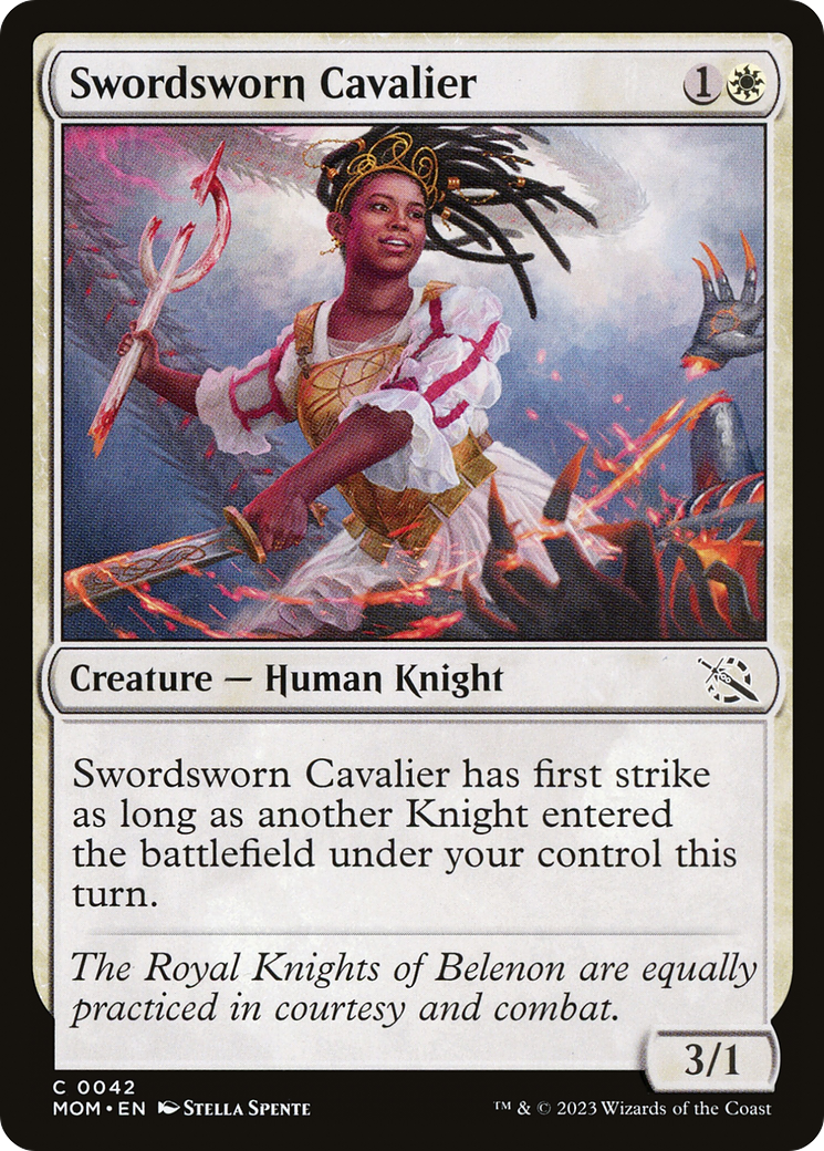 Swordsworn Cavalier - Common Creature — Human Knight card from March of the Machine
