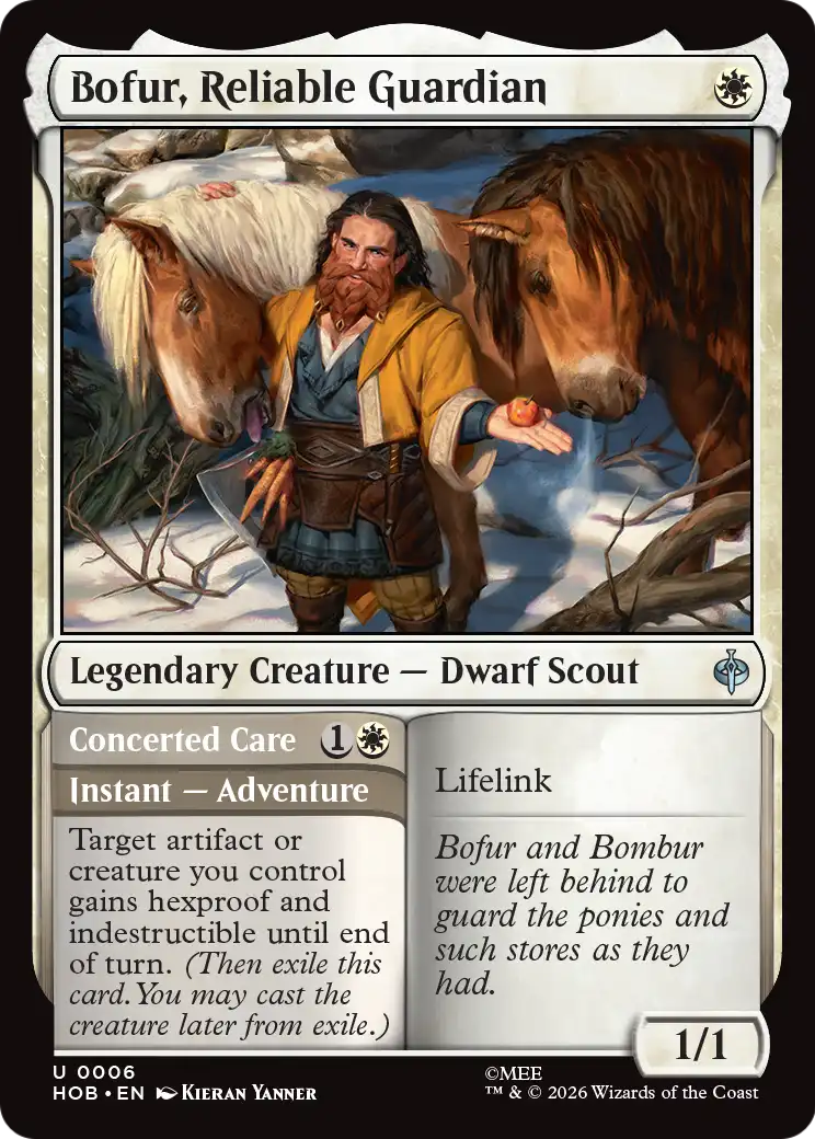 Bofur, Reliable Guardian // Concerted Care - Uncommon Instant — Adventure card from The Hobbit