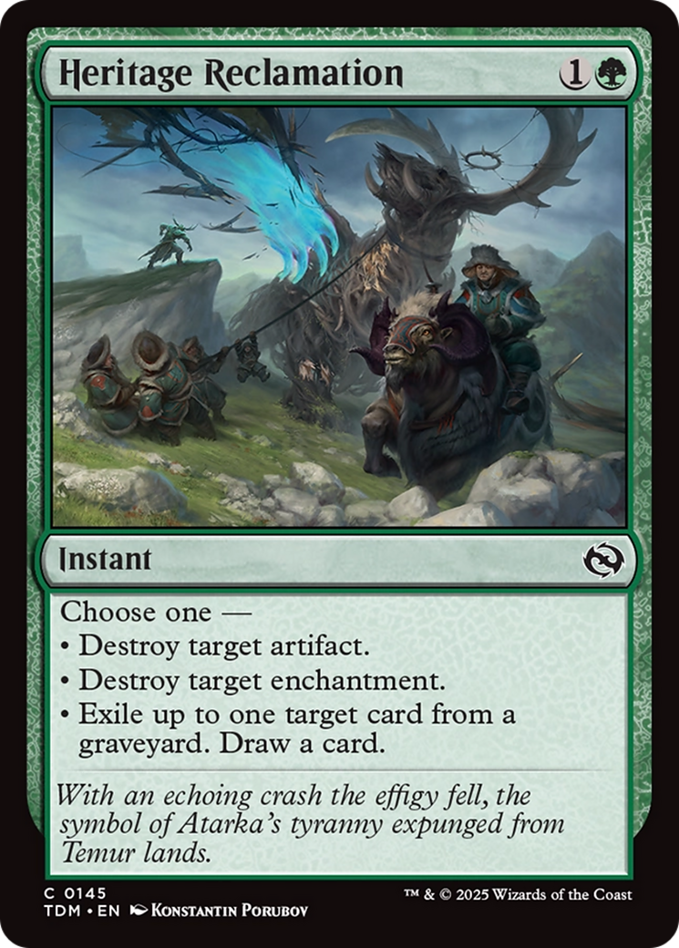 Heritage Reclamation - Instant used in 75.0% of Sultai sideboards