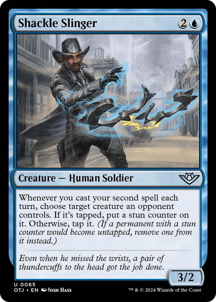 Shackle Slinger - Uncommon Creature — Human Soldier card from Outlaws of Thunder Junction