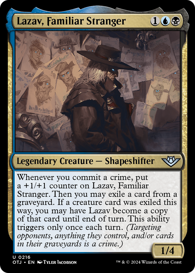 Lazav, Familiar Stranger - Uncommon Legendary Creature — Shapeshifter card from Outlaws of Thunder Junction