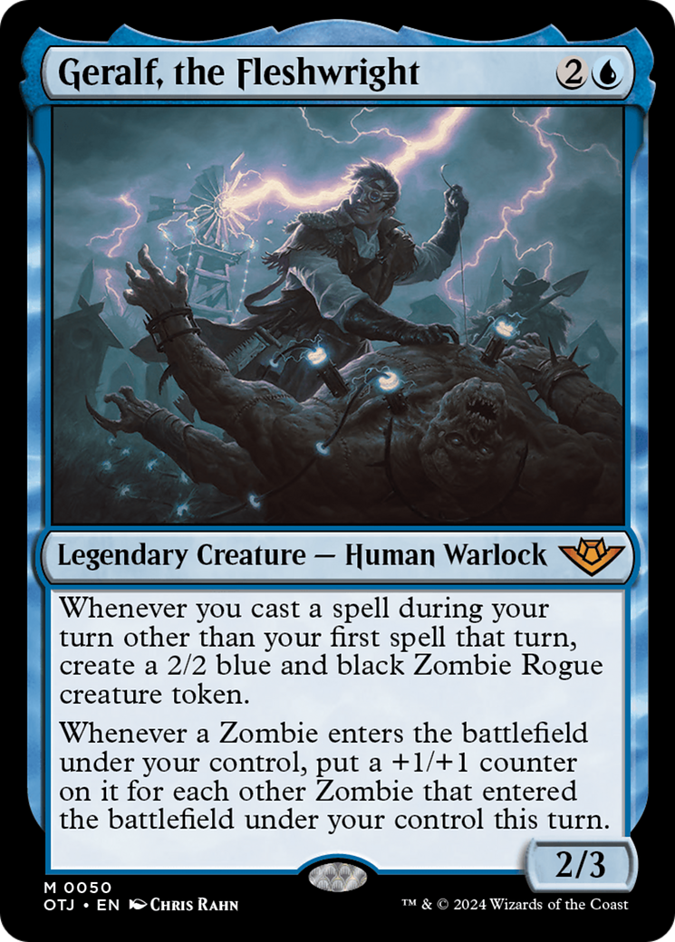 Geralf, the Fleshwright - Mythic Legendary Creature — Human Warlock card from Outlaws of Thunder Junction