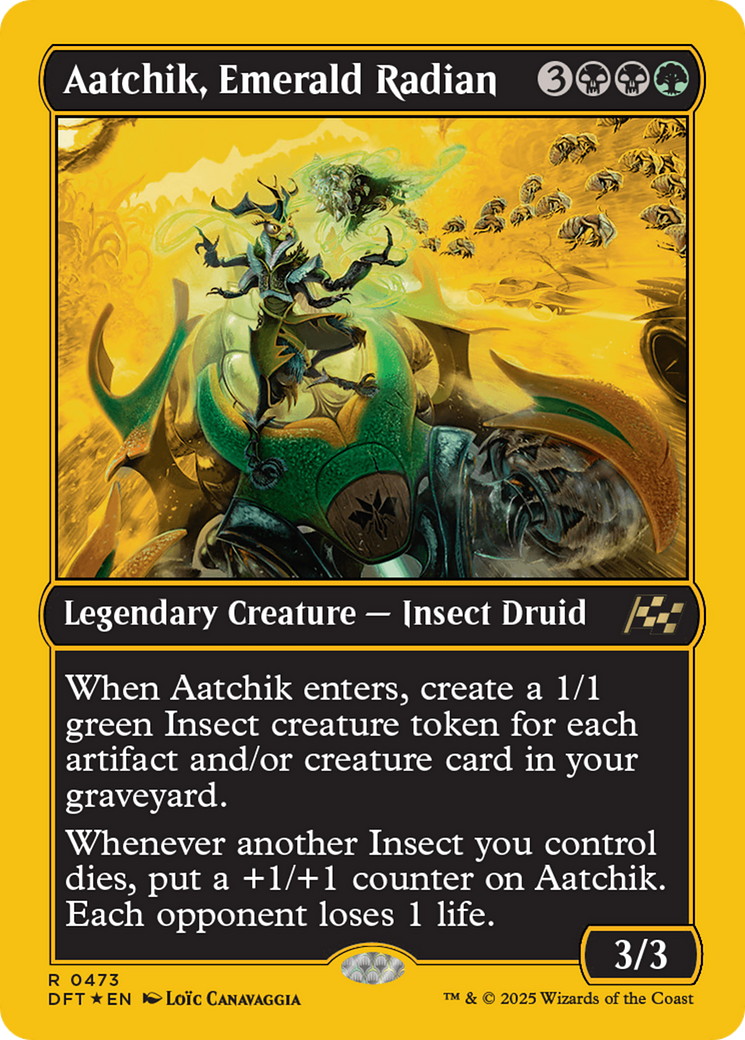 Aatchik, Emerald Radian - Rare Legendary Creature — Insect Druid card from Aetherdrift