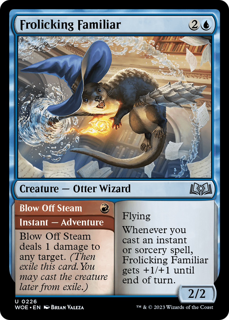 Frolicking Familiar // Blow Off Steam - Uncommon Creature — Otter Wizard card from Wilds of Eldraine