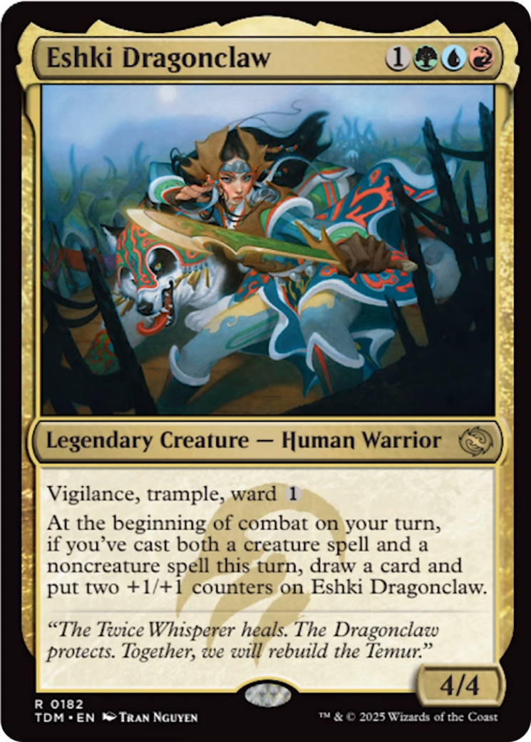 Eshki Dragonclaw - Rare Legendary Creature — Human Warrior card from Tarkir: Dragonstorm