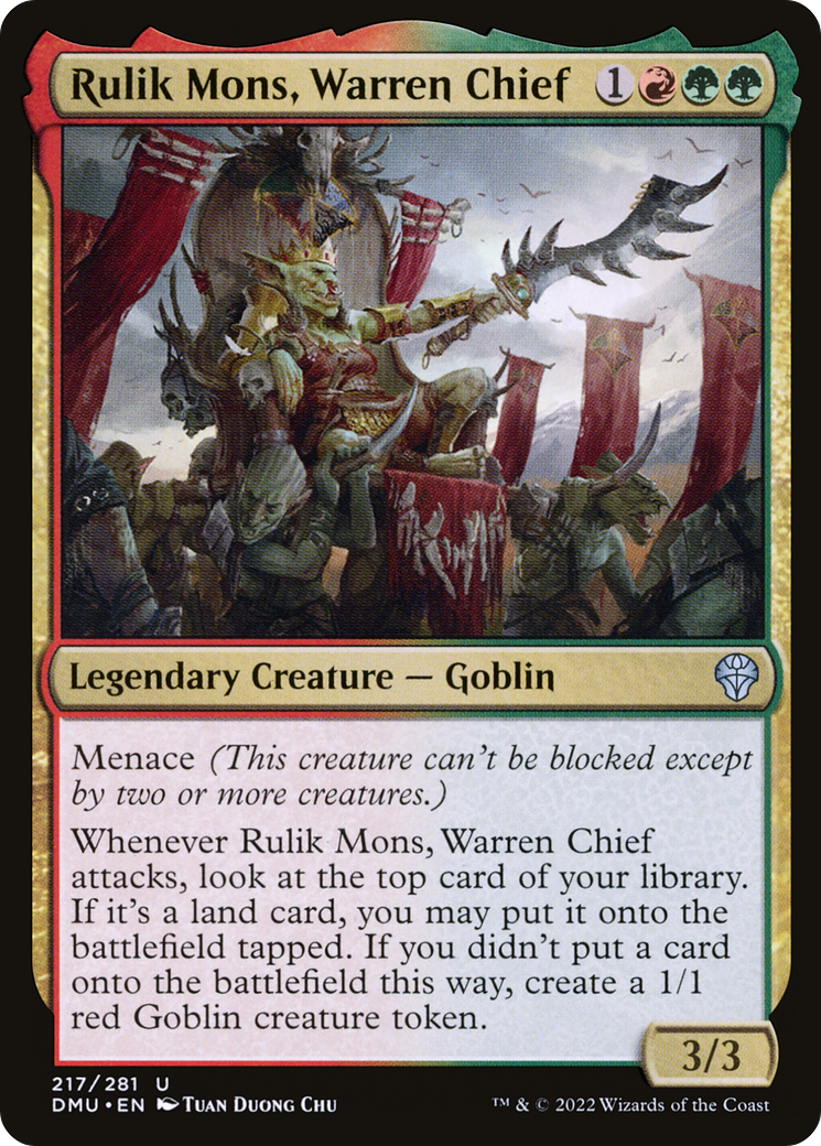Rulik Mons, Warren Chief - Uncommon Legendary Creature — Goblin card from Dominaria United