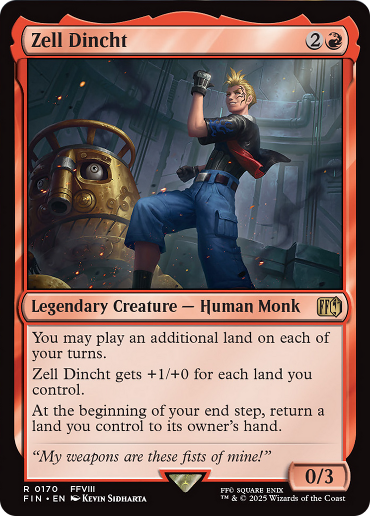 Zell Dincht - Rare Legendary Creature — Human Monk card from Final Fantasy