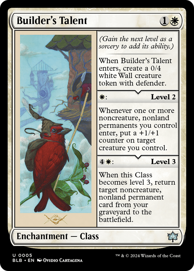 Builder's Talent - Uncommon Enchantment — Class card from Bloomburrow