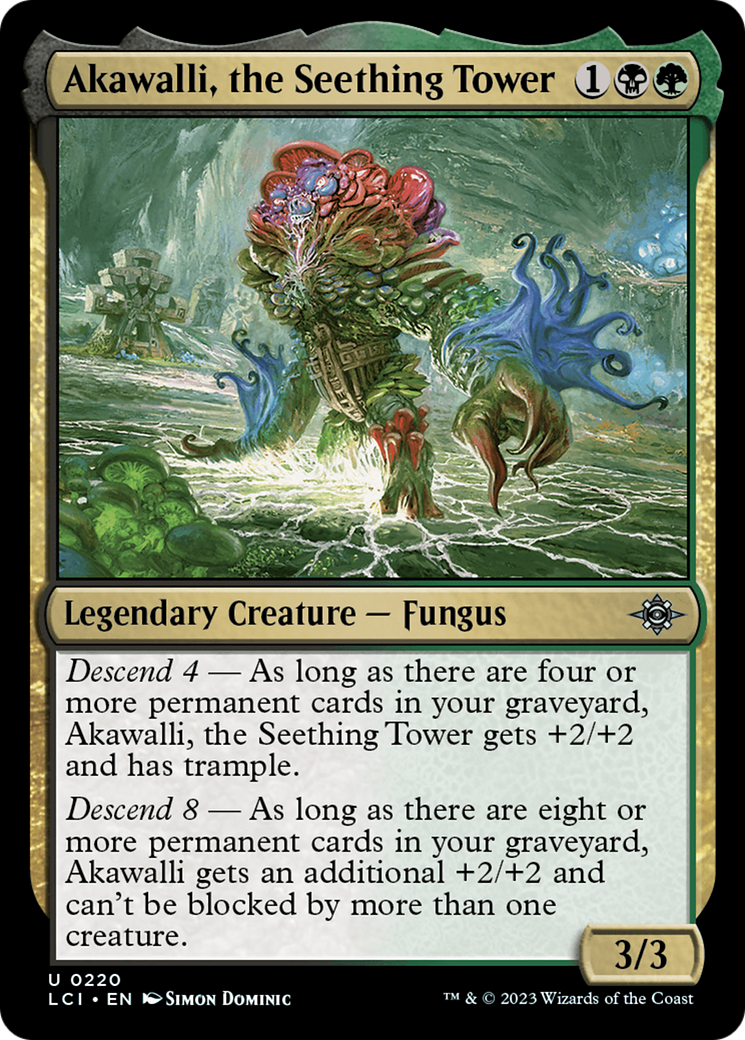 Akawalli, the Seething Tower - Uncommon Legendary Creature — Fungus card from The Lost Caverns of Ixalan