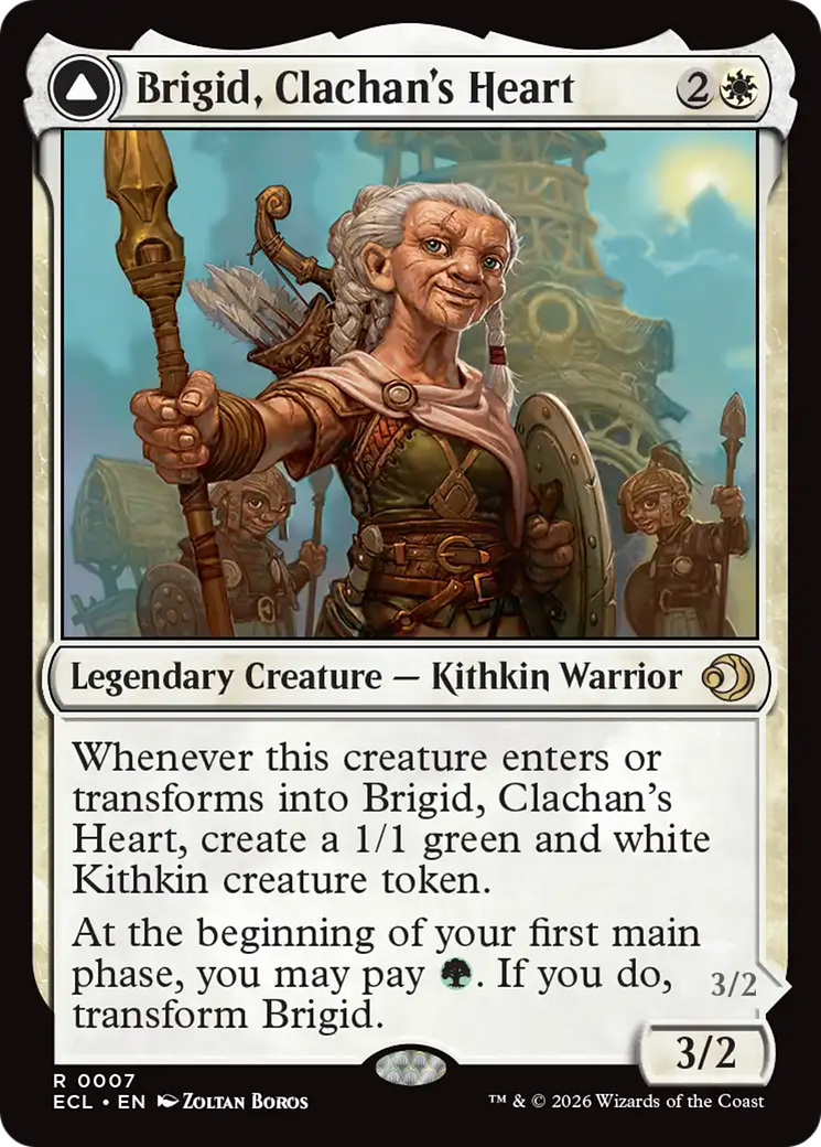 Brigid, Clachan's Heart // Brigid, Doun's Mind - Rare Legendary Creature — Kithkin Soldier card from Lorwyn Eclipsed