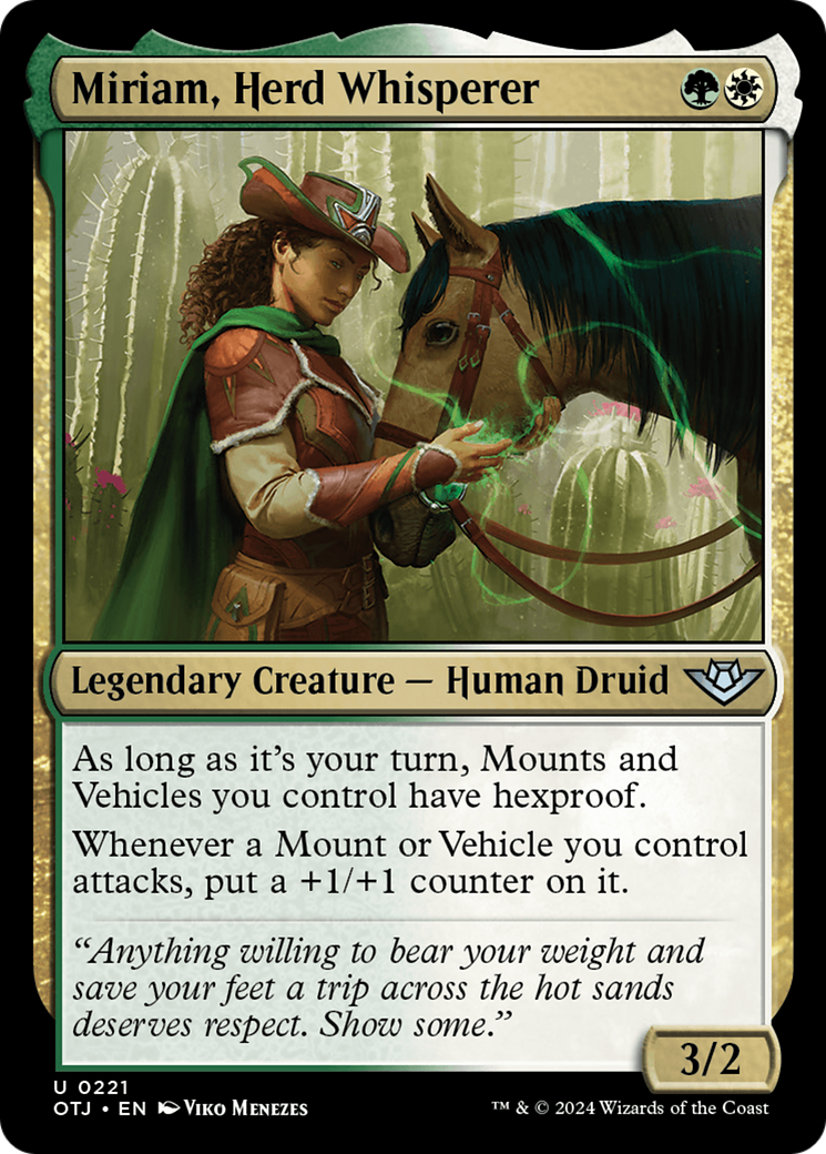 Miriam, Herd Whisperer - Uncommon Legendary Creature — Human Druid card from Outlaws of Thunder Junction