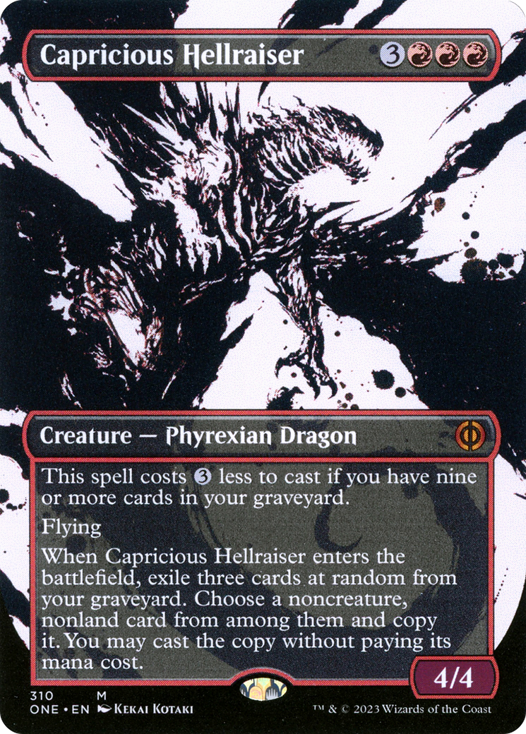 Capricious Hellraiser - Mythic Creature — Phyrexian Dragon card from Phyrexia: All Will Be One